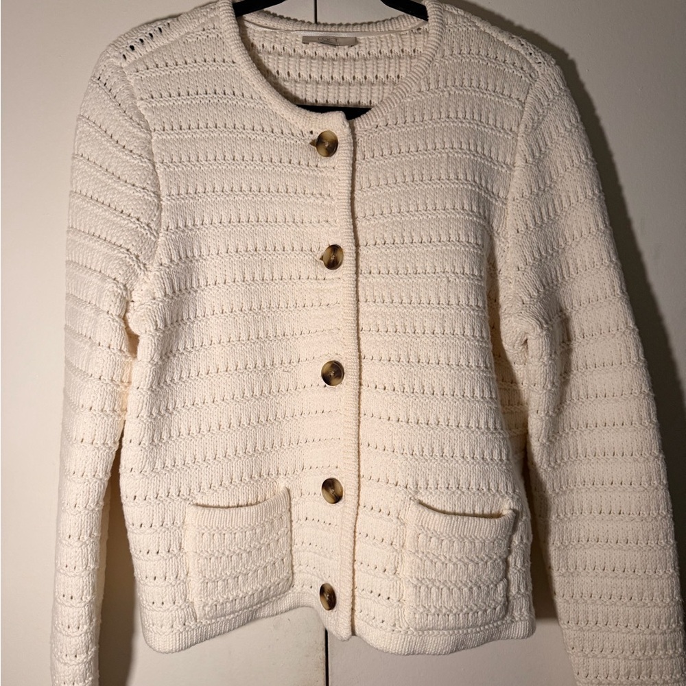 LOFT Cream Textured Cardigan